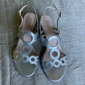 Italian designer silver sandals, Sz 39 *US 8.5 or 9